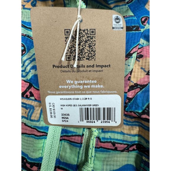 Patagonia Houdini Stash 1/2 Zip Pullover Jacket Lightweight Geometric Women's M - Picture 7 of 9